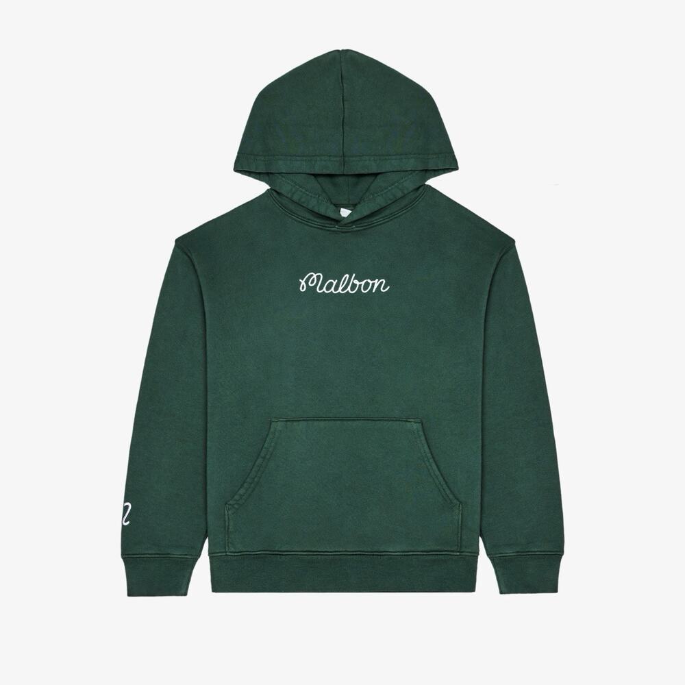 Malbon Youth Cub Buckets Hoodie Hunter Green Golf Logo Sweatshirt XS NEW Cotton